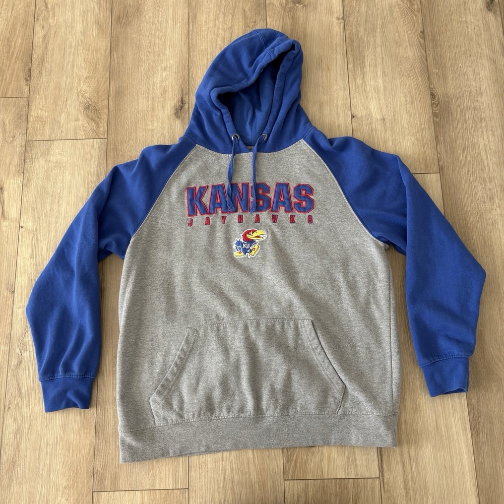 Colosseum Kansas Jayhawks‎ KU Hoodie Mens Large Kangaroo Pocket Pullover